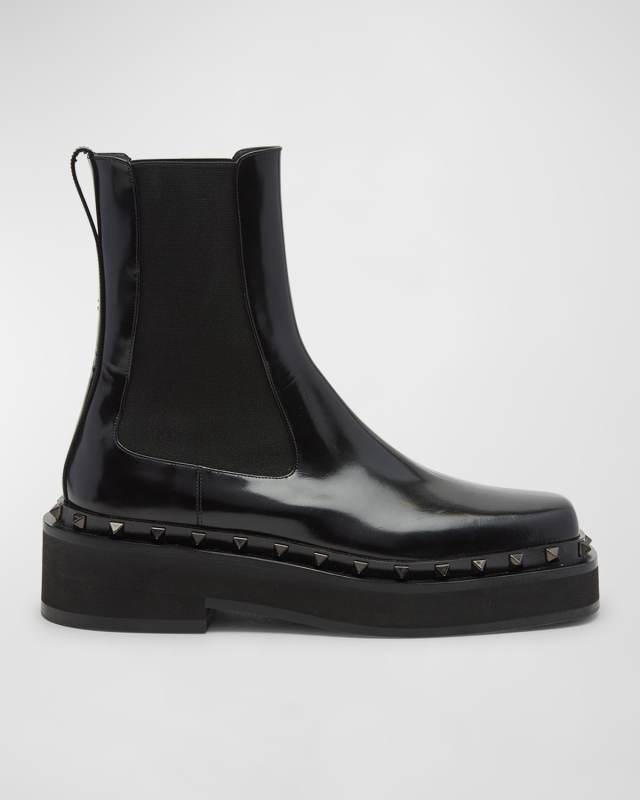 Rockstud Beatle Leather Chelsea Boots